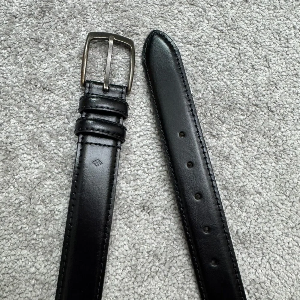 Penguin Full Grain Italian Leather Buckle Dress Belt Mens 45/115 Black Classic